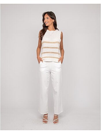 Top sin mangas de punto con rayas lurex KAVIA