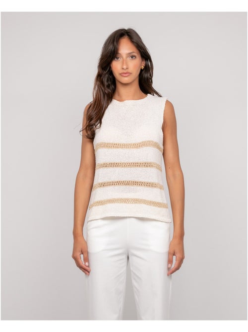 Top sin mangas de punto con rayas lurex KAVIA - Kiabi