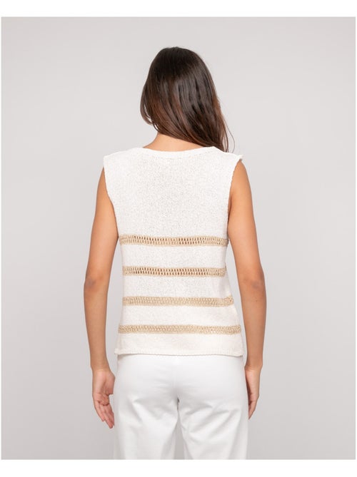 Top sin mangas de punto con rayas lurex KAVIA - Kiabi