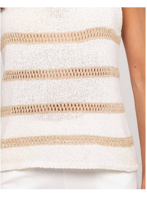 Top sin mangas de punto con rayas lurex KAVIA - Kiabi