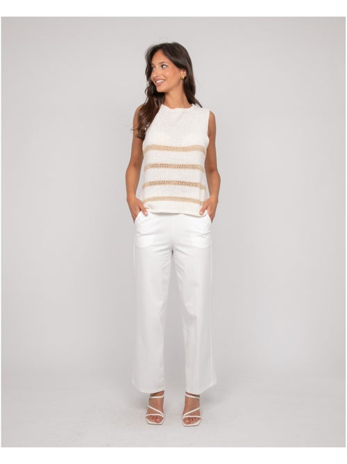 Top sin mangas de punto con rayas lurex KAVIA - Kiabi