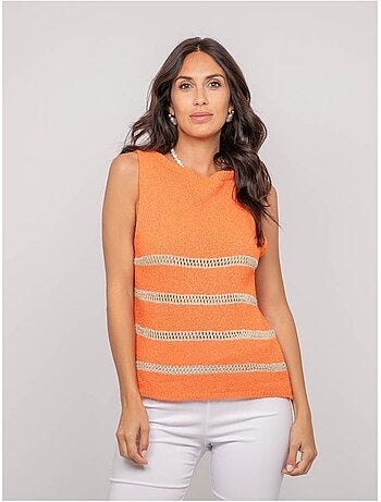 Top sin mangas de punto con rayas lurex KAVIA