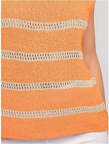 Top sin mangas de punto con rayas lurex KAVIA
