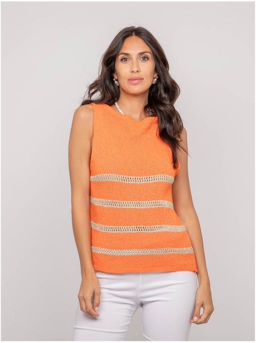 Top sin mangas de punto con rayas lurex KAVIA - Kiabi