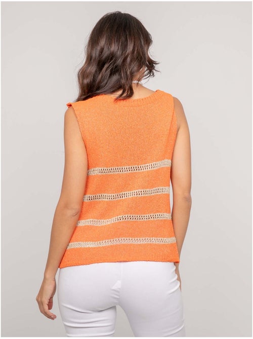 Top sin mangas de punto con rayas lurex KAVIA - Kiabi