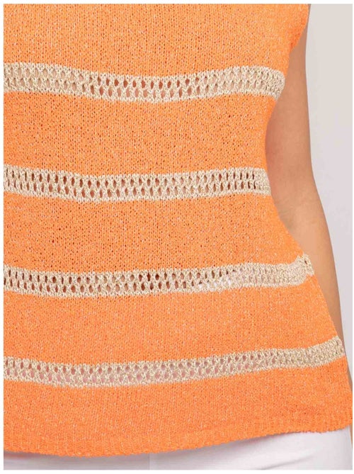 Top sin mangas de punto con rayas lurex KAVIA - Kiabi