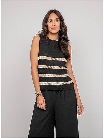 Top sin mangas de punto con rayas lurex KAVIA