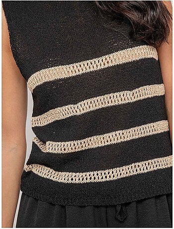 Top sin mangas de punto con rayas lurex KAVIA