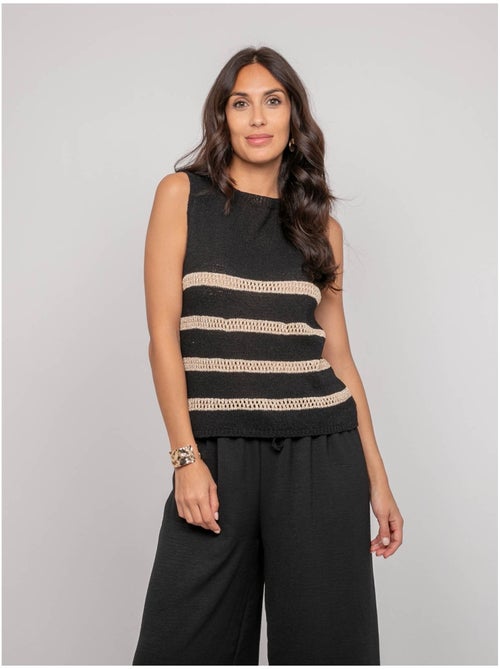 Top sin mangas de punto con rayas lurex KAVIA - Kiabi