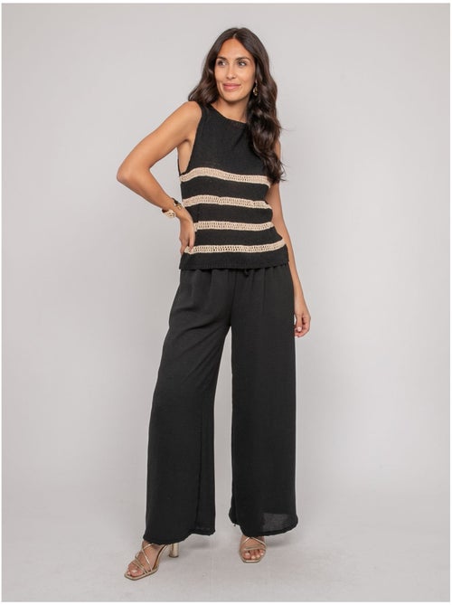 Top sin mangas de punto con rayas lurex KAVIA - Kiabi