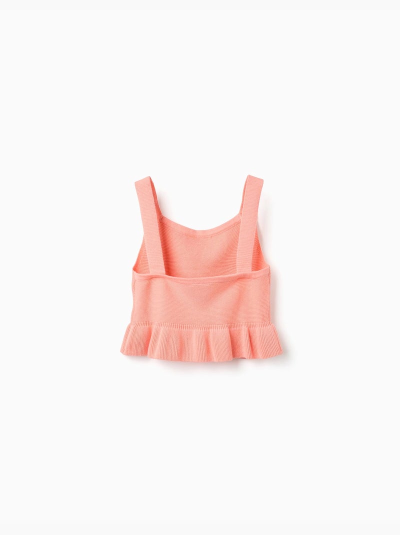 Top sin mangas de punto con volantes Naranja coral - Kiabi
