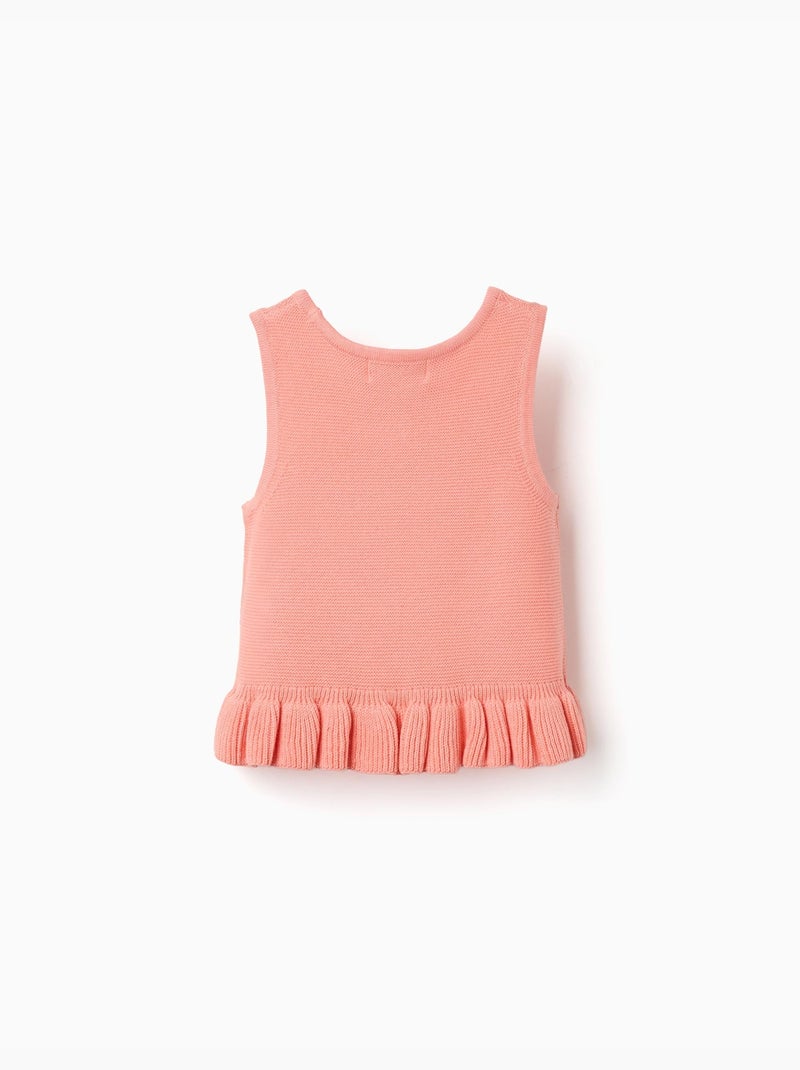 Top sin mangas de punto con volantes Naranja coral - Kiabi