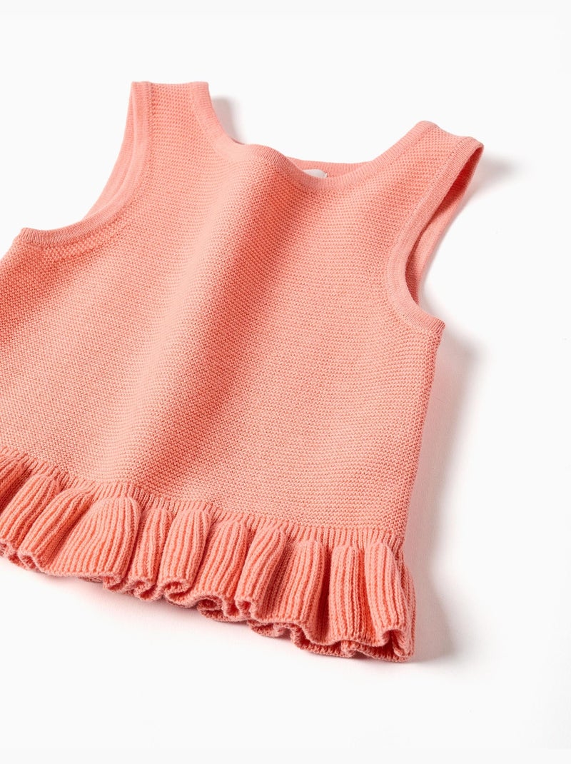 Top sin mangas de punto con volantes Naranja coral - Kiabi