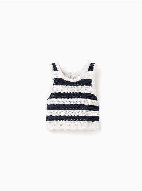 Top sin mangas de punto de algodón a rayas - Kiabi