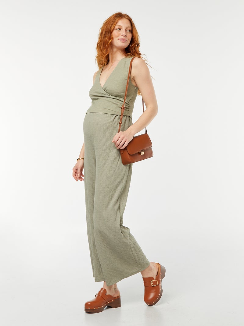 Top sin mangas de punto de crepé premamá VERDE - Kiabi