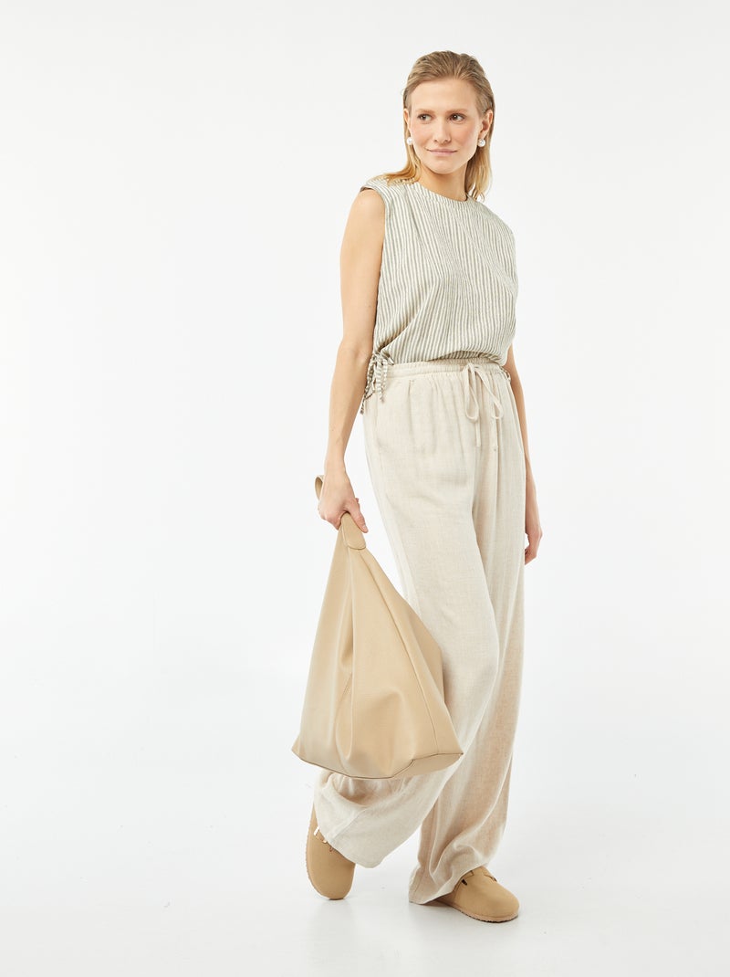 Top sin mangas de punto gofrado BEIGE - Kiabi