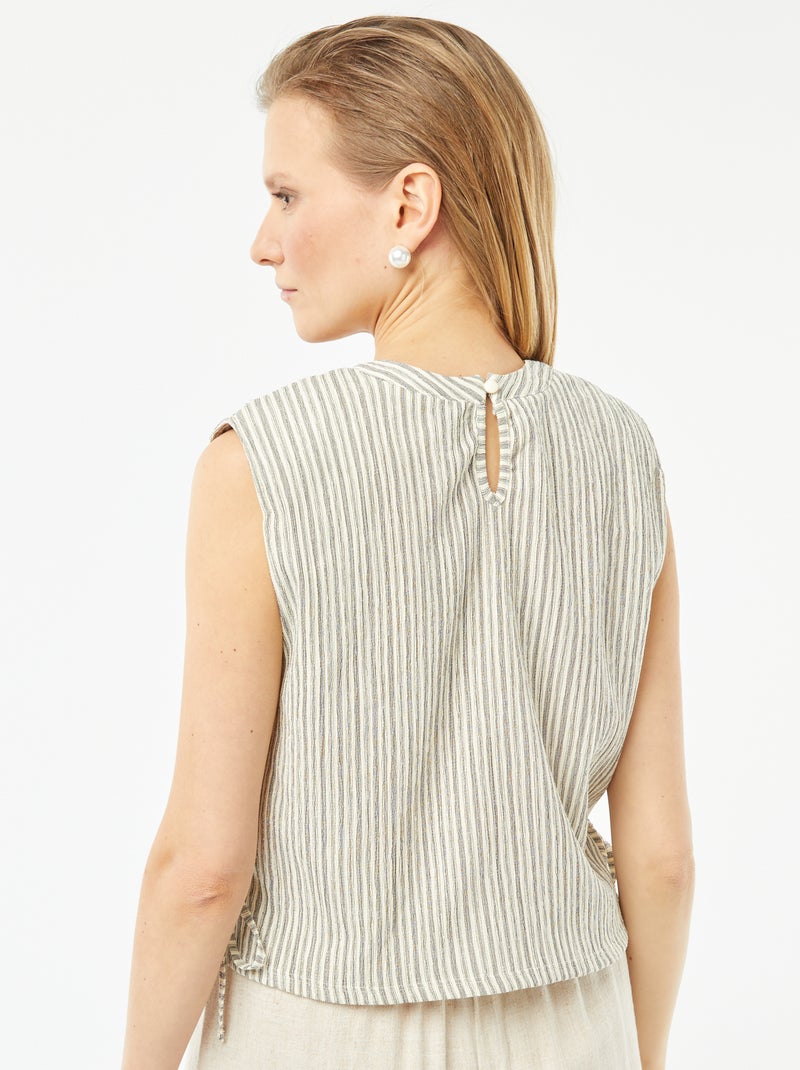 Top sin mangas de punto gofrado BEIGE - Kiabi