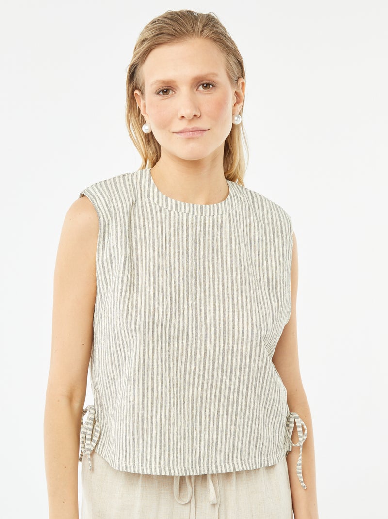 Top sin mangas de punto gofrado BEIGE - Kiabi