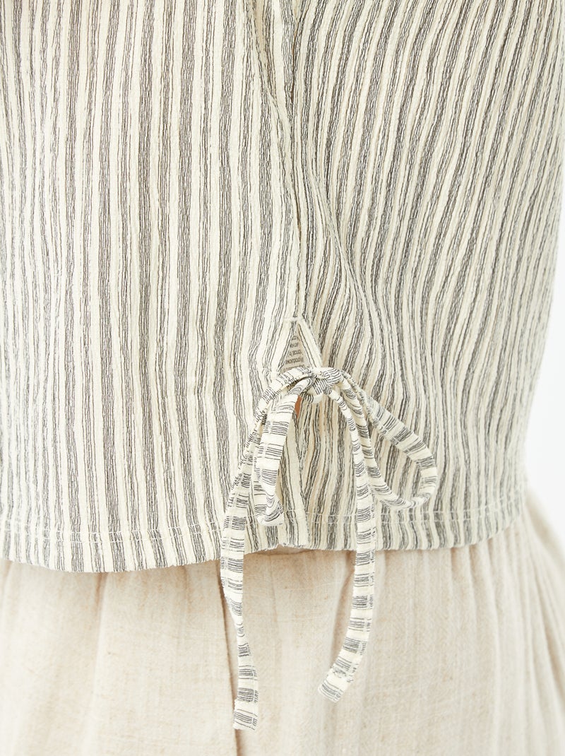 Top sin mangas de punto gofrado BEIGE - Kiabi