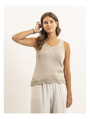 Top sin mangas de punto lurex KENATRA