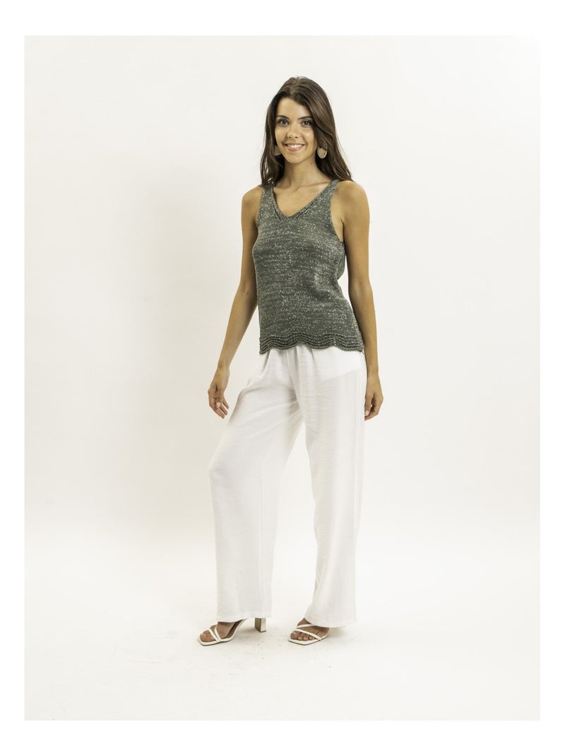 Top sin mangas de punto lurex KENATRA Caqui - Kiabi