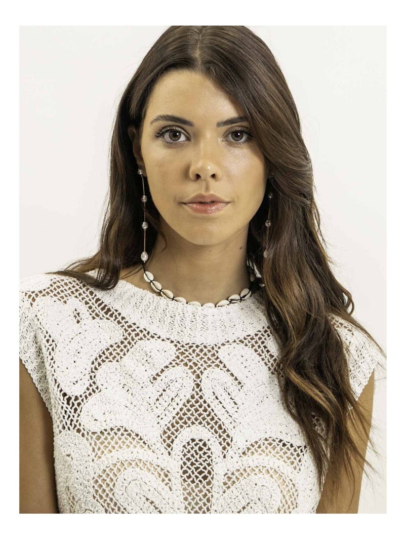 Top sin mangas dentelle FOTAH Blanco - Kiabi