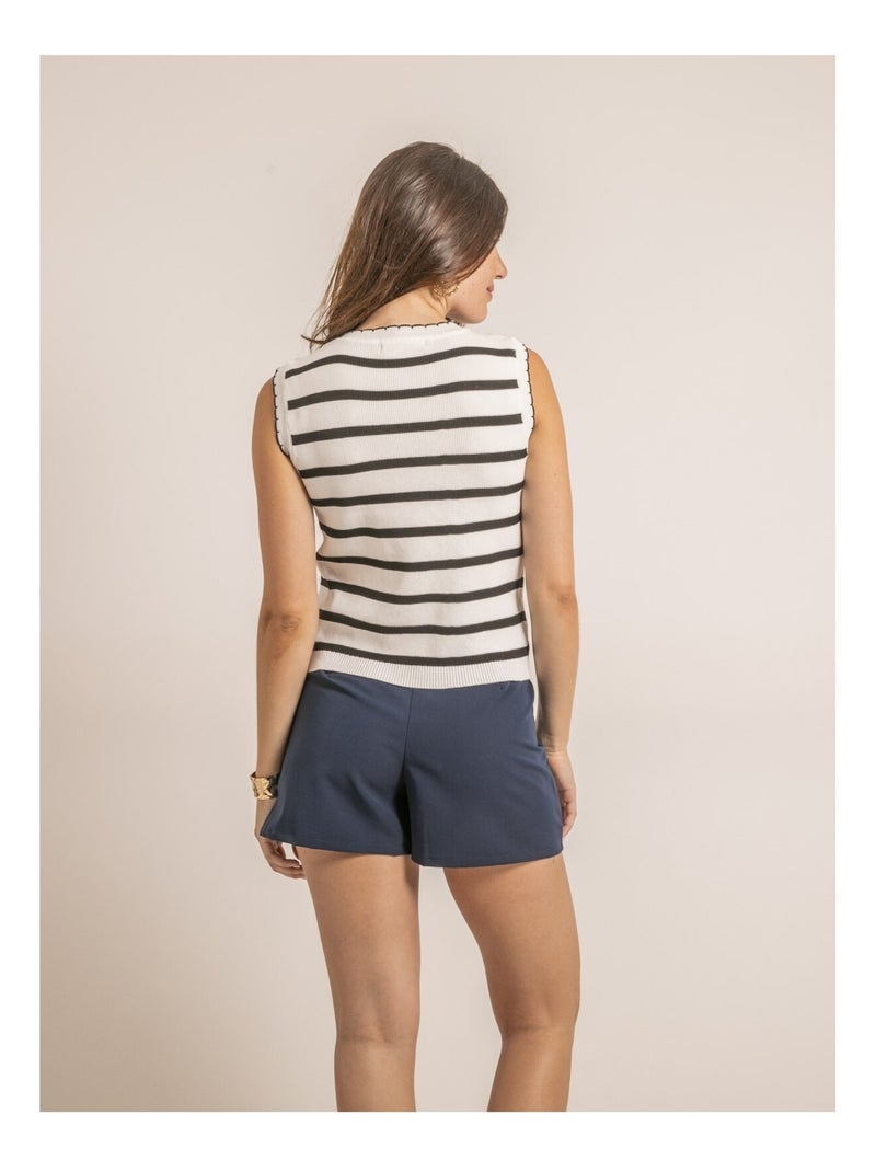 Top sin mangas marinero FERKINE Blanco - Kiabi