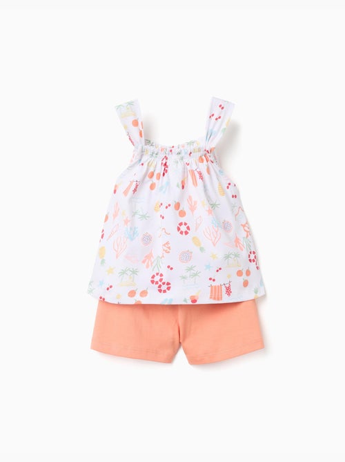 Top sin mangas + pantalón corto de algodón - Kiabi