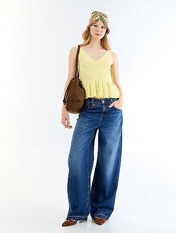 Top sin mangas peplum de canalé