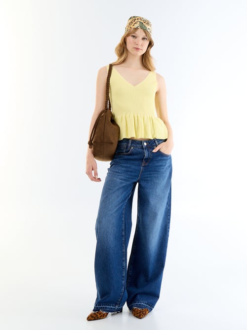 Top sin mangas peplum de canalé - Kiabi