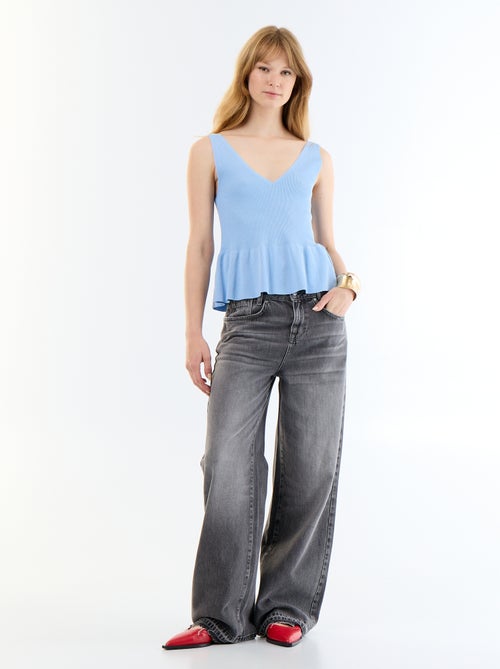 Top sin mangas peplum de canalé - Kiabi