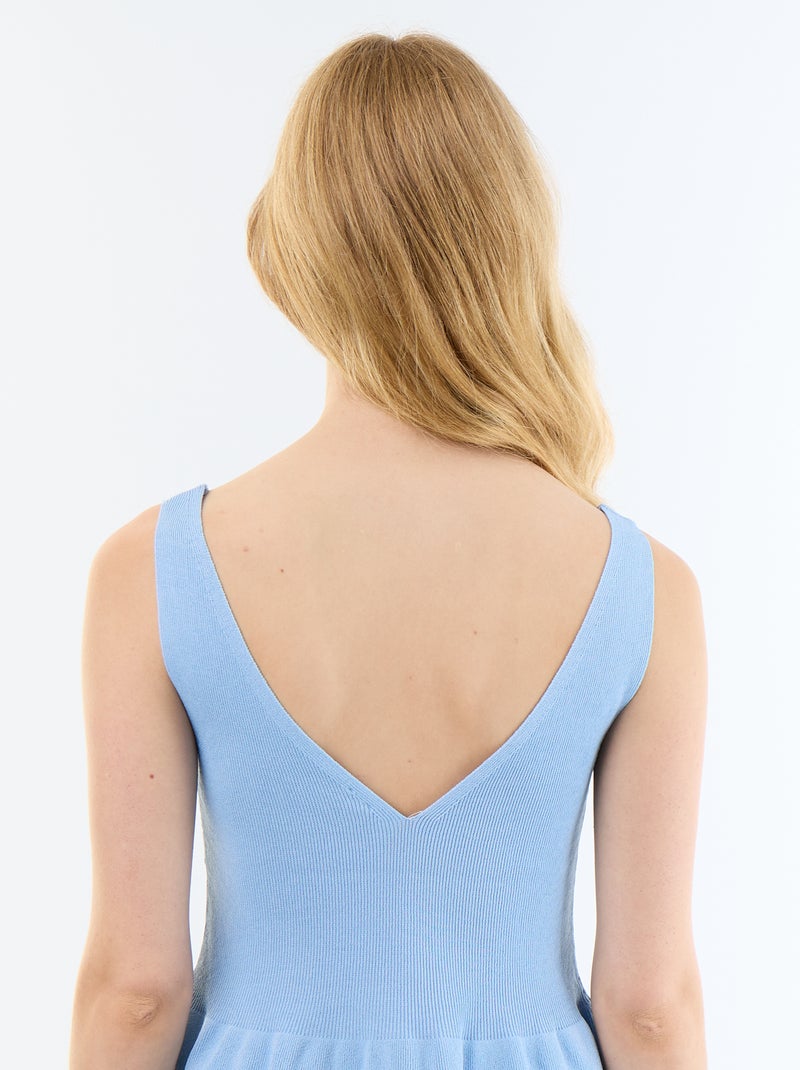 Top sin mangas peplum de canalé Azul - Kiabi