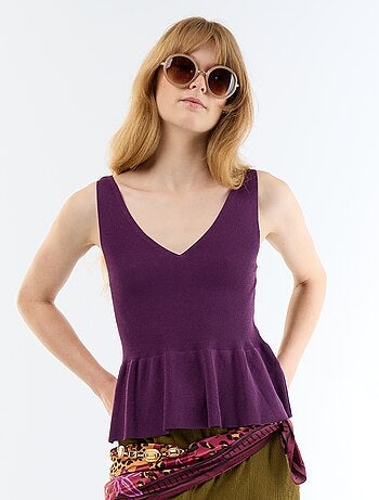 Top sin mangas peplum de canalé