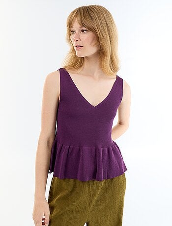 Top sin mangas peplum de canalé