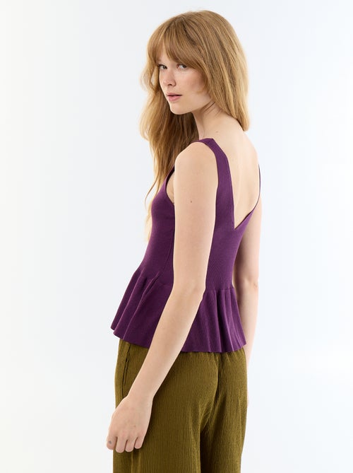 Top sin mangas peplum de canalé - Kiabi