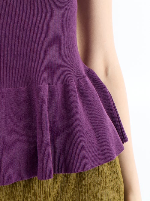 Top sin mangas peplum de canalé - Kiabi