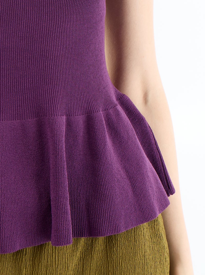 Top sin mangas peplum de canalé Purpura - Kiabi