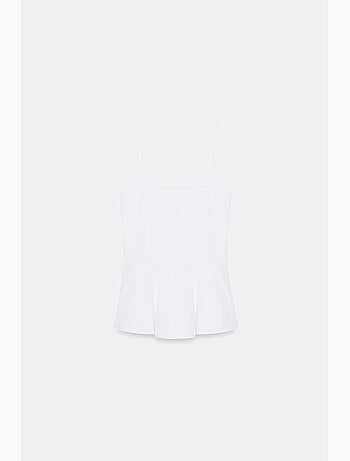 Top tipo camisola ajustado con escote cuadrado y volantes dilvin