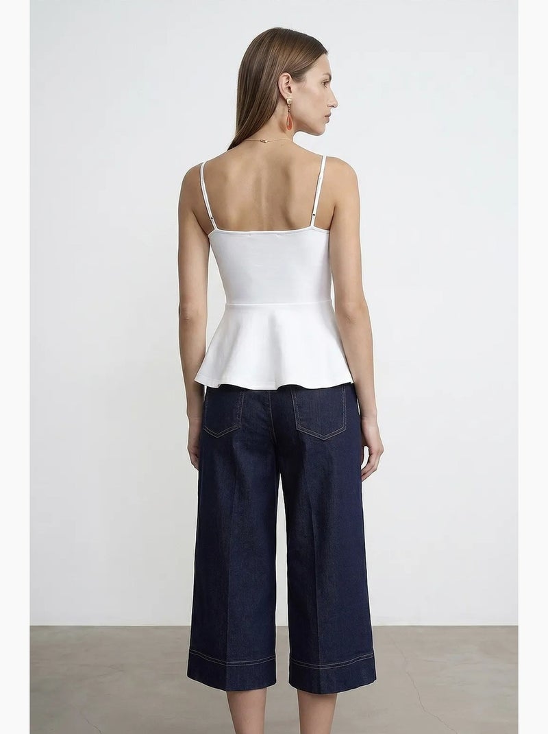 Top tipo camisola ajustado con escote cuadrado y volantes dilvin Blanco - Kiabi