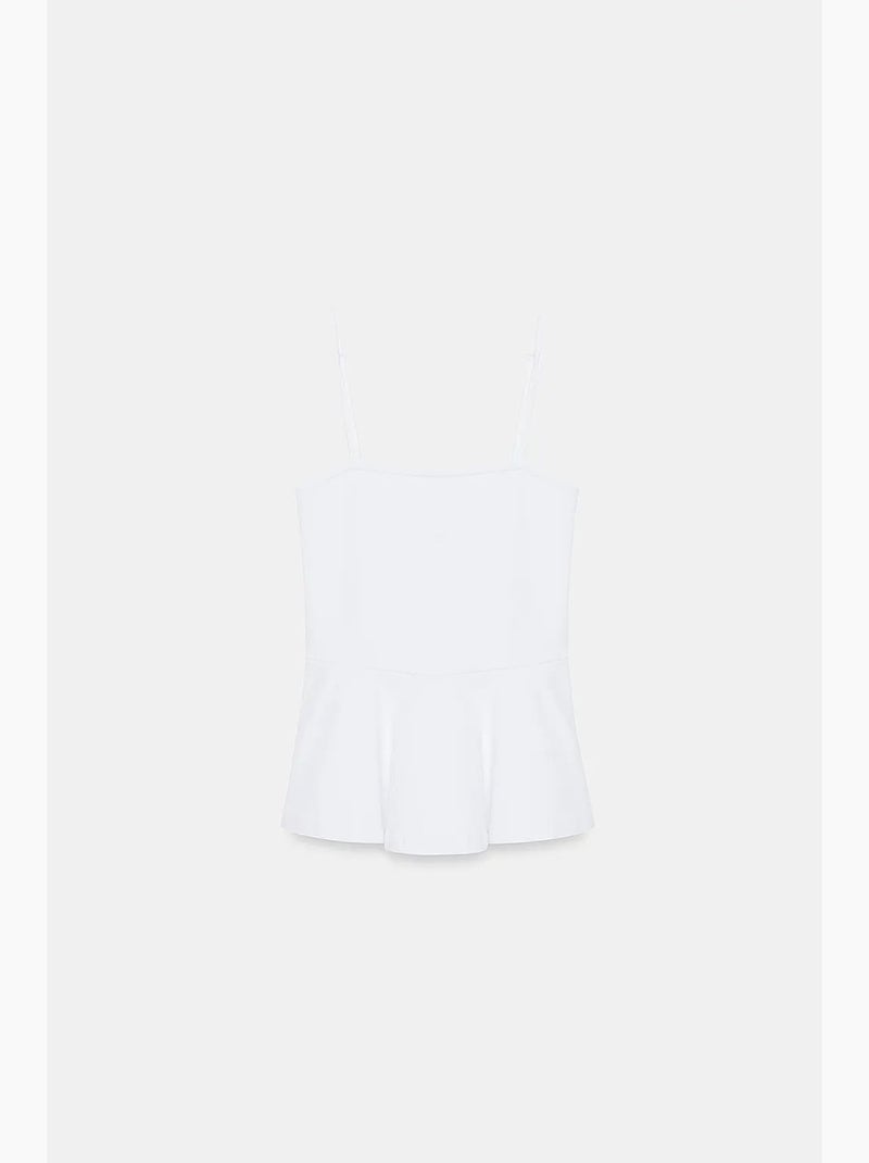 Top tipo camisola ajustado con escote cuadrado y volantes dilvin Blanco - Kiabi