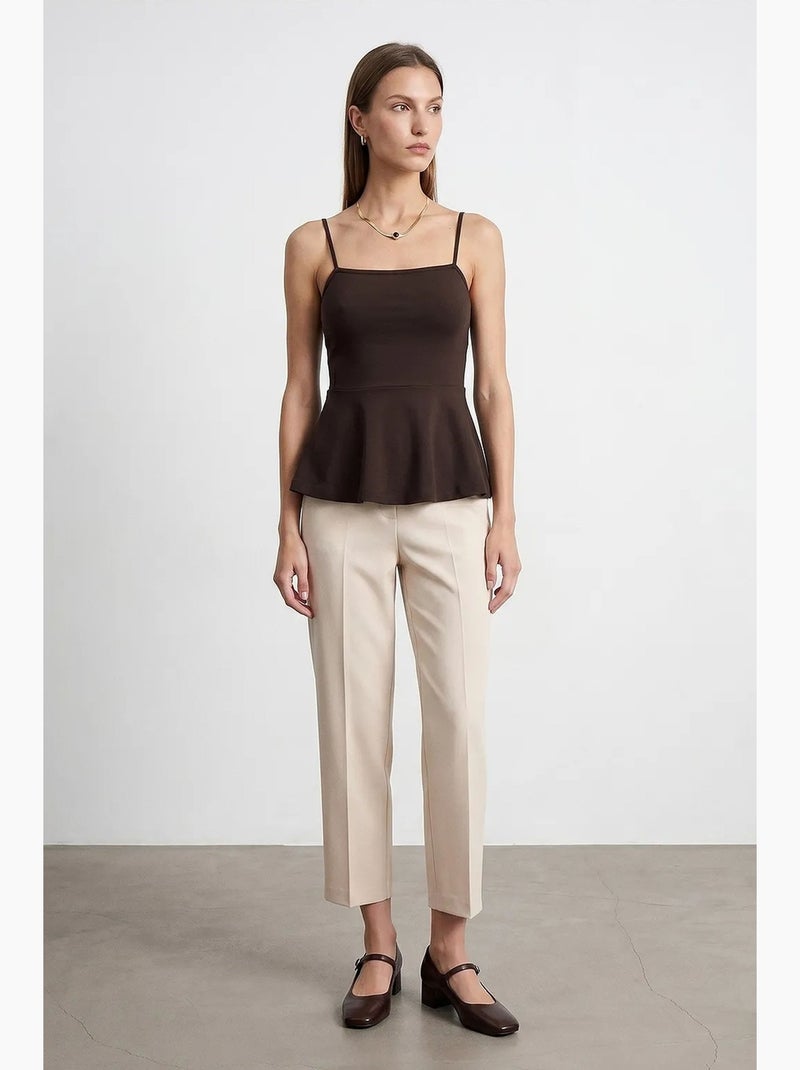 Top tipo camisola ajustado con escote cuadrado y volantes dilvin Marrón chocolate - Kiabi