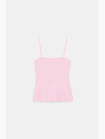 Top tipo camisola ajustado con escote cuadrado y volantes dilvin