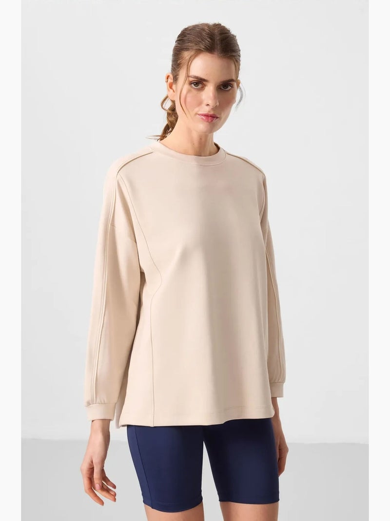Top túnica oversize largo a rayas tommy Beige arcilla - Kiabi