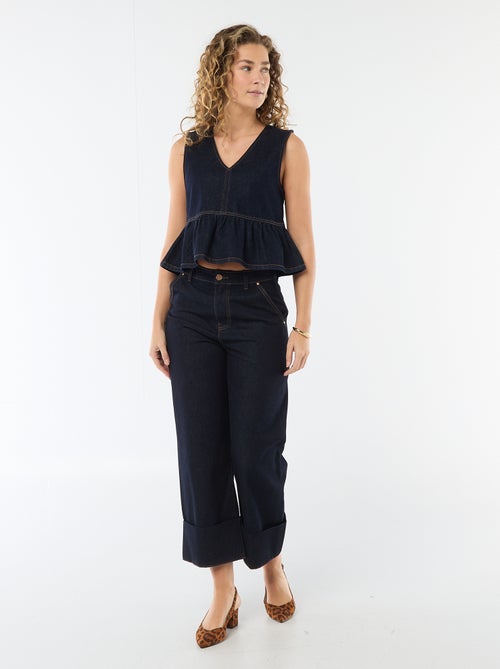 Top vaquero con cuello en pico - Kiabi