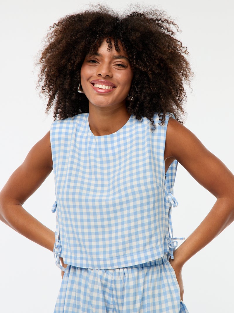 Top vichy con hombreras Azul - Kiabi