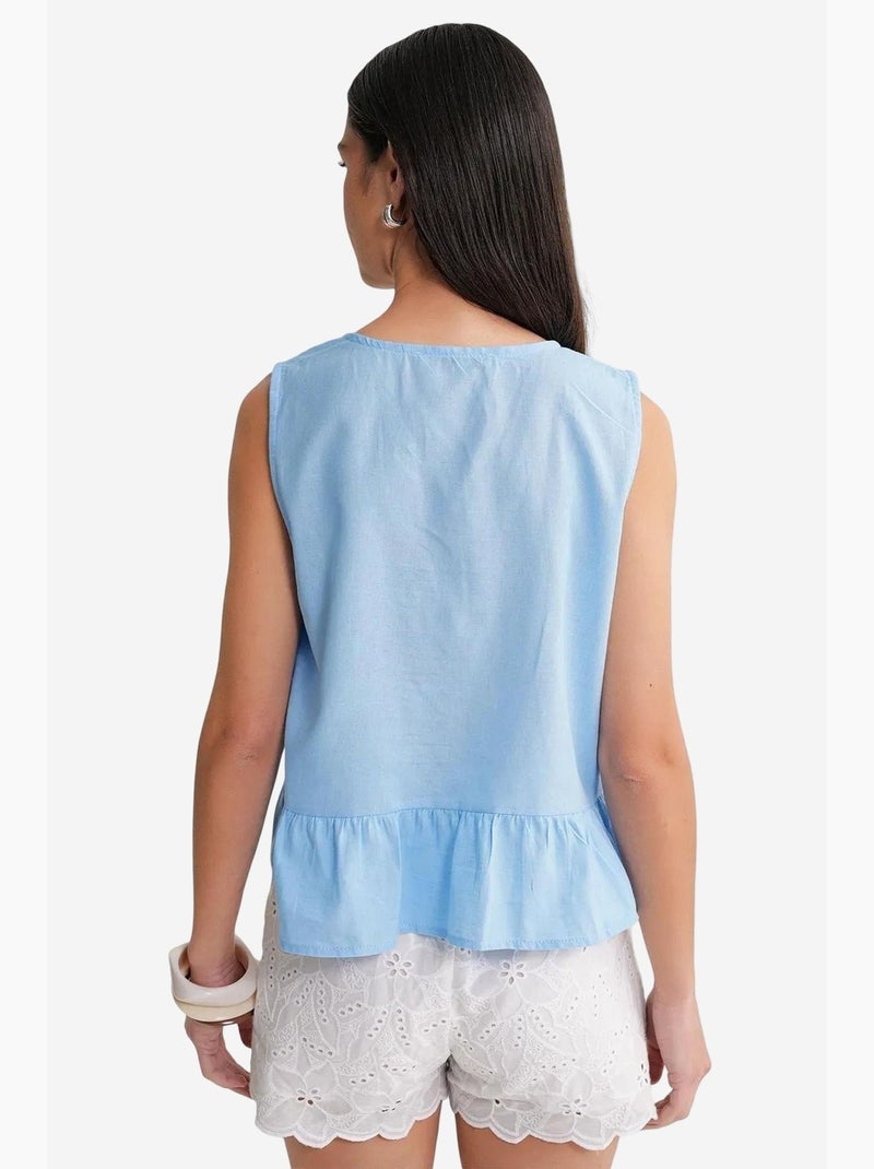Top volantes lazo delantero mixray Azul claro - Kiabi