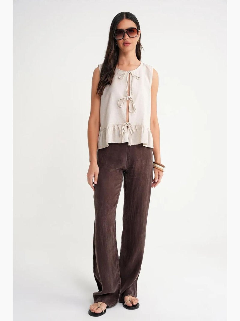 Top volantes lazo delantero mixray Beige - Kiabi