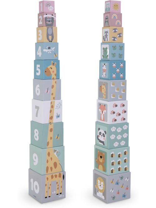 Torre de apilar 10 cubos animales numeros juguete aprendizaje mamabrum - Kiabi Torre de apilar 10 cubos animales numeros juguete aprendizaje mamabrum - Kiabi