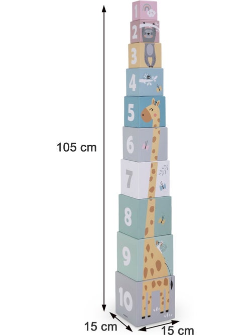 Torre de apilar 10 cubos animales numeros juguete aprendizaje mamabrum - Kiabi Torre de apilar 10 cubos animales numeros juguete aprendizaje mamabrum - Kiabi