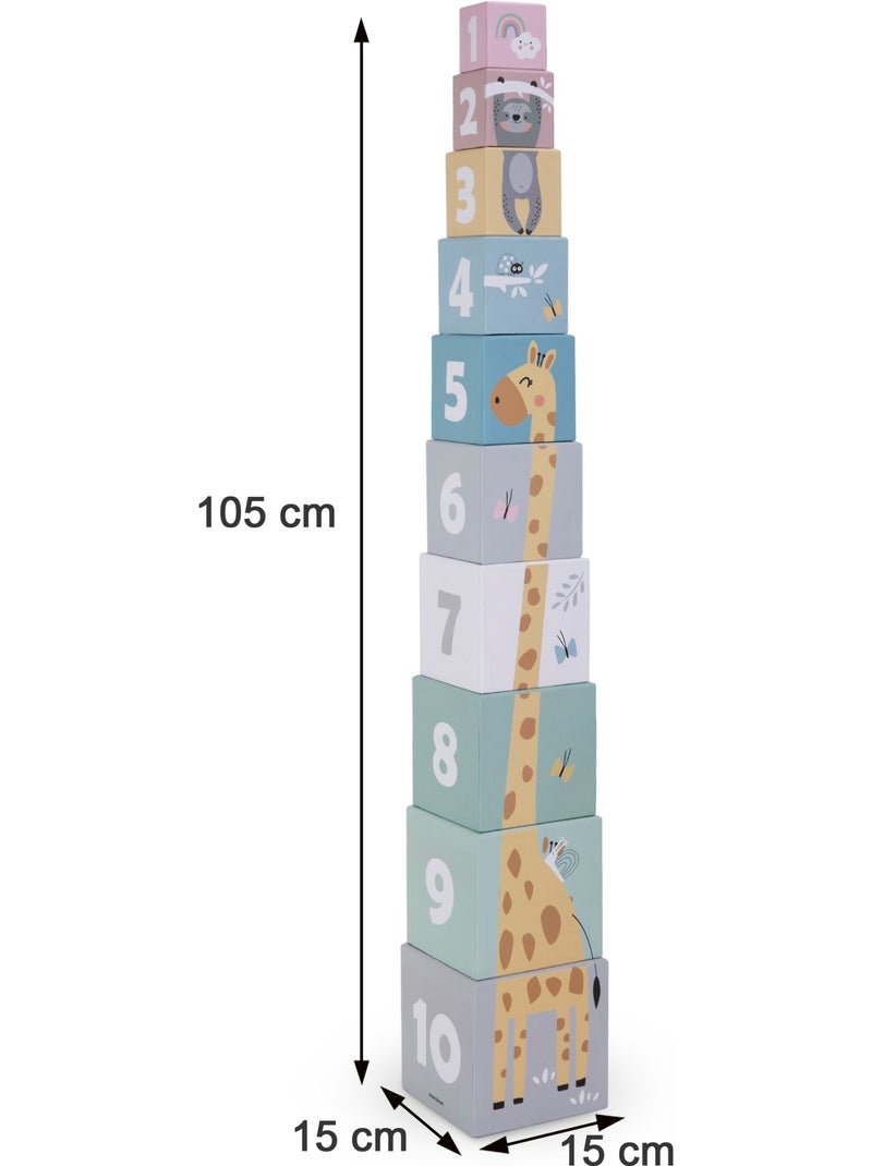 Torre de apilar 10 cubos animales numeros juguete aprendizaje mamabrum N/D - Kiabi